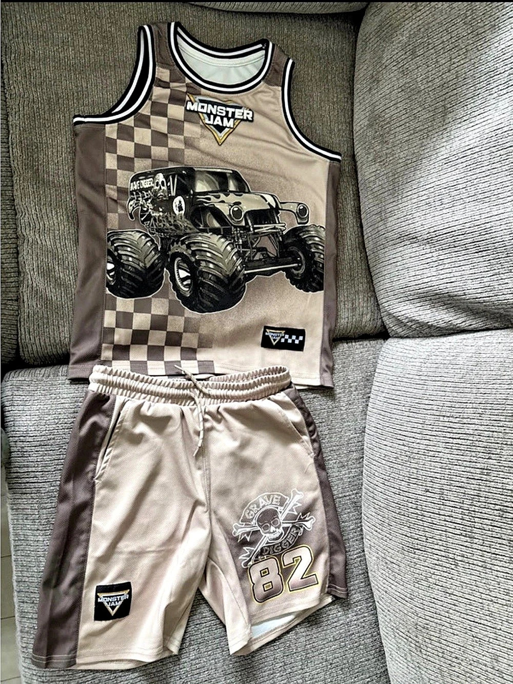 Monster Jam Grave Digger Jersey and Shorts Set Boys Large
